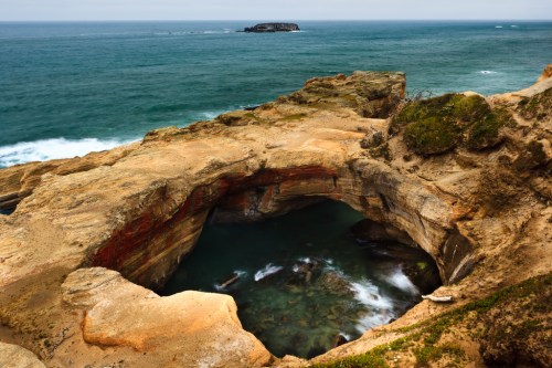Devil's Punchbowl while nearly dry, so the rocks are visible.